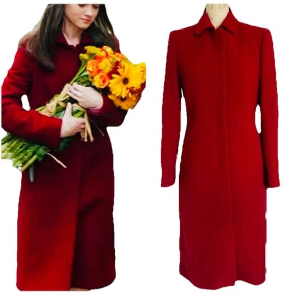 J. Crew Red Wool Coat Women’s 6 Iconic Y2K Rory Gilmore Girls ASO Long Overcoat - Picture 1 of 16